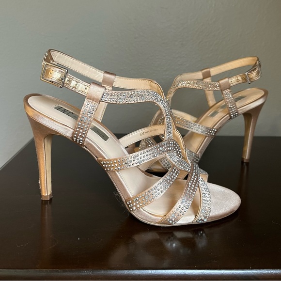 INC Crystal Blush Satin Rhinestones Heels - Picture 3 of 6